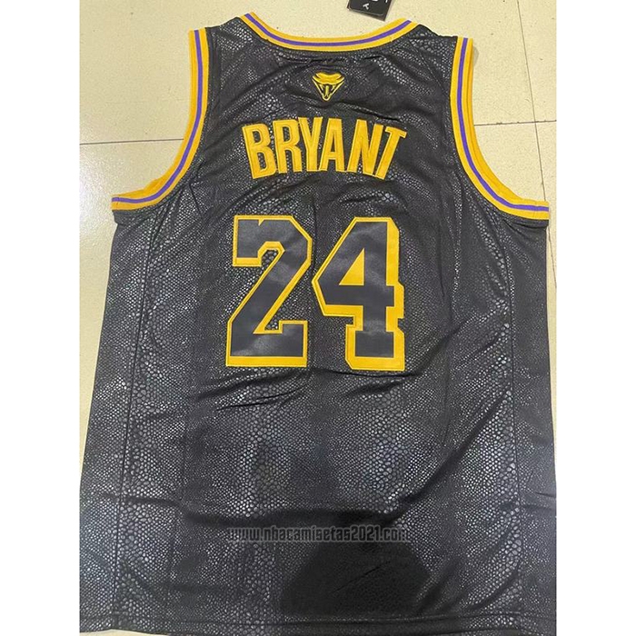 Camiseta Los Angeles Lakers Kobe Bryant #24 Black Mamba Snakeskin Negro